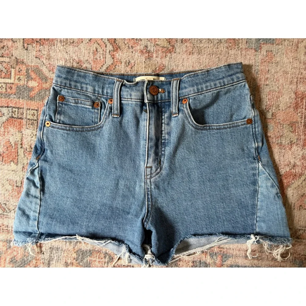Madewell Womens High Rise Denim Cut Off Shorts Blue Medium Wash Size 25 - Picture 1 of 4